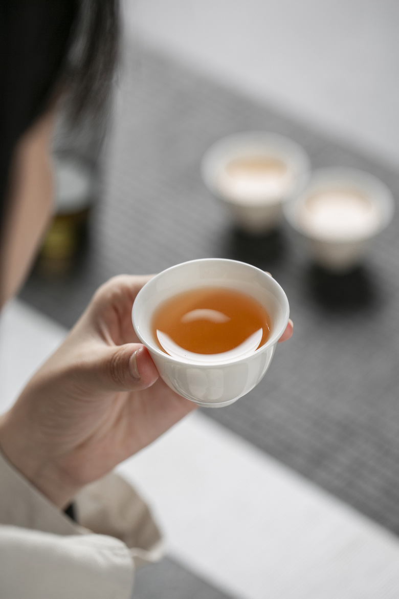 Simple Pure White Tea Cup*4pcs, ChineseGongfu Tea Cups Set 50ml