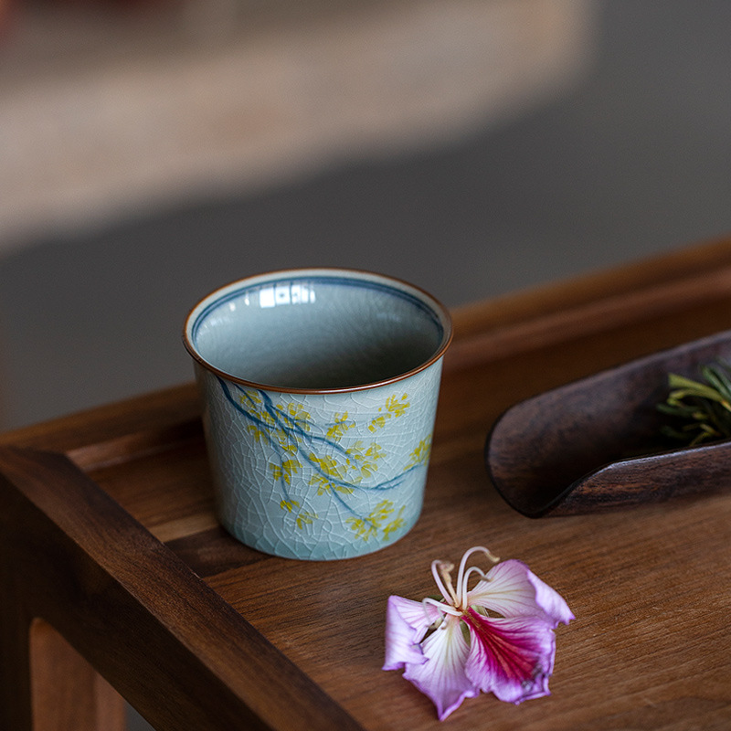 Maple Patttern Ceramic Kung Fu Tea Cup 120ml