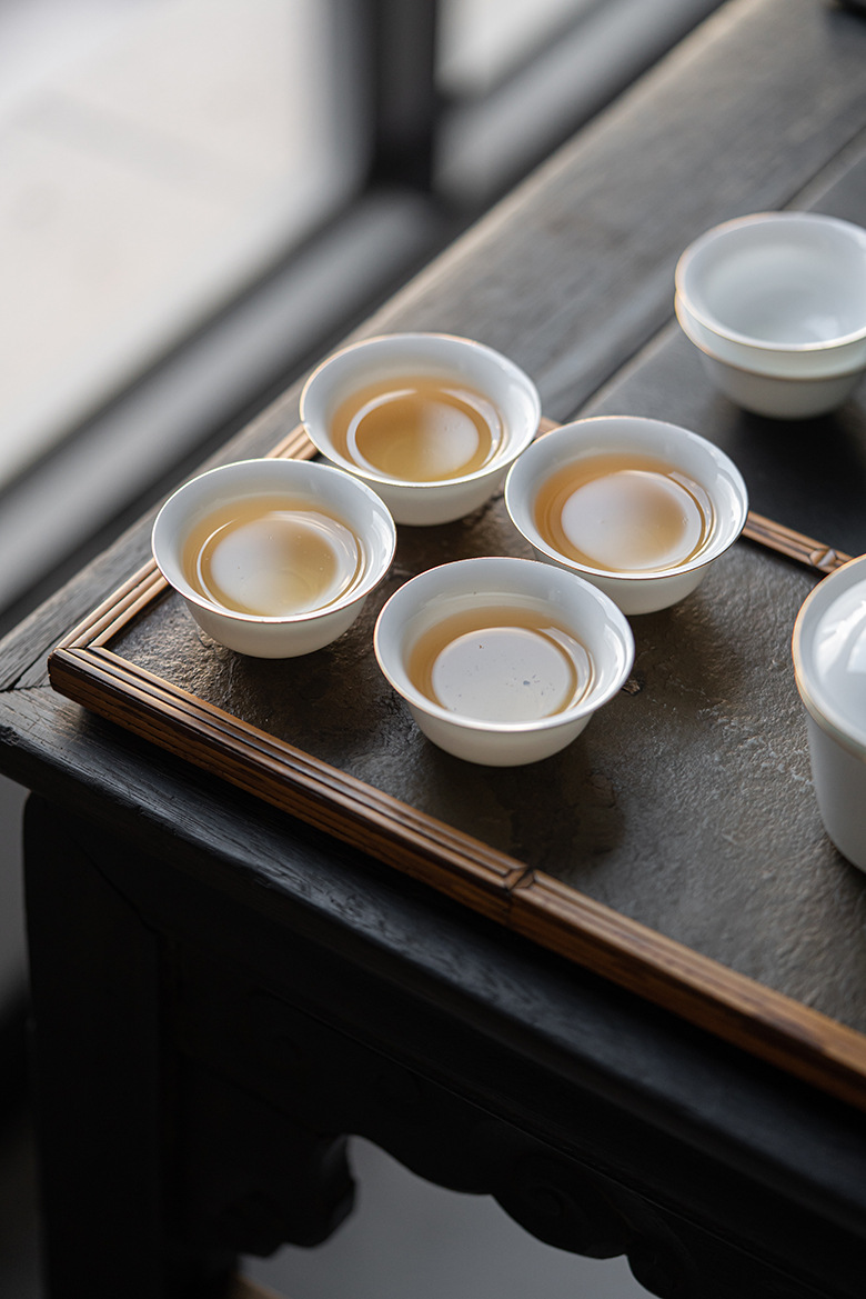 Sweet Pure White Tea Cups Set*4pcs, ChineseGongfu Tea Cup 35ml