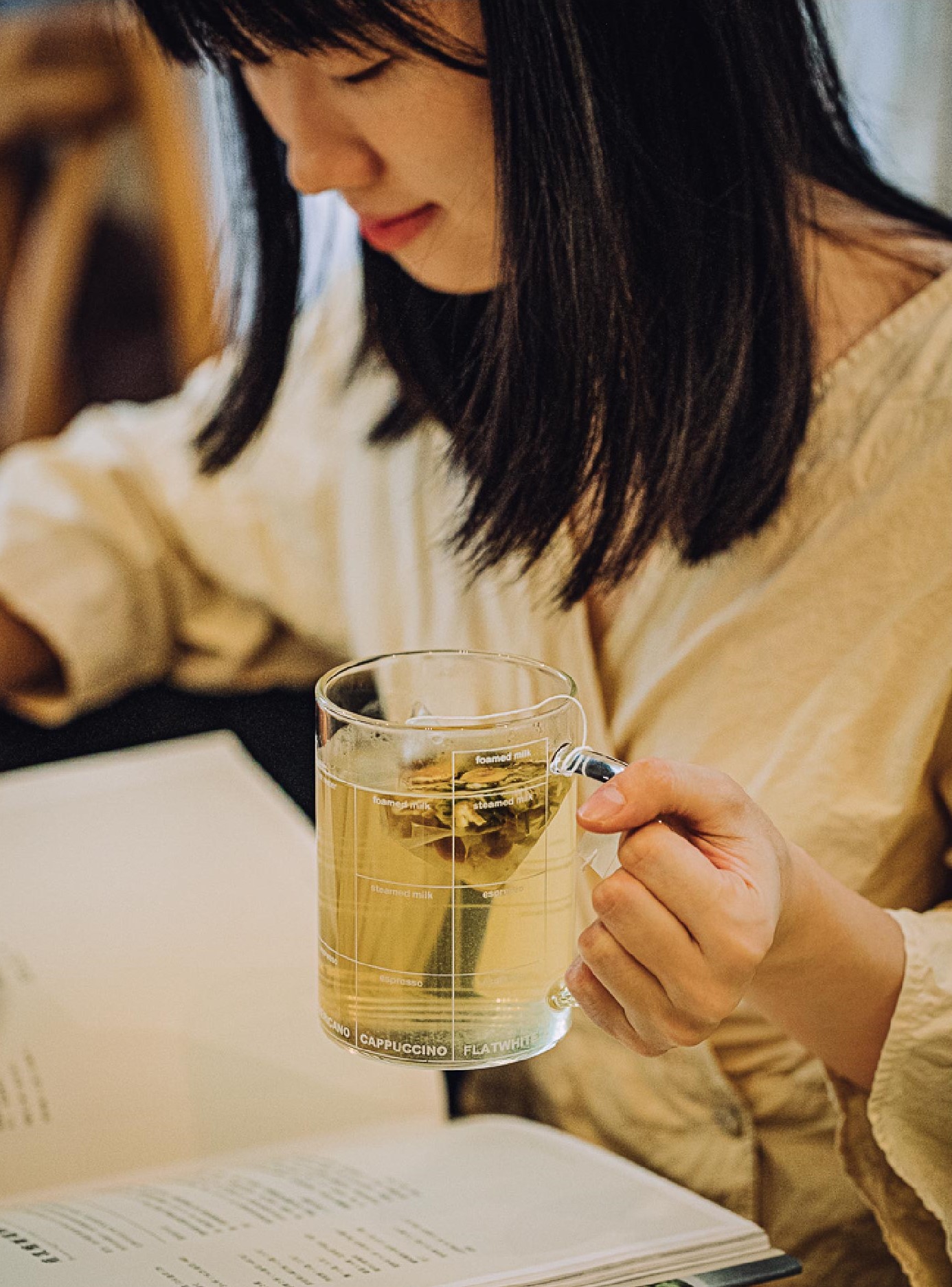 Cat Glass Mug with Coffee Measurement Markings 430ml