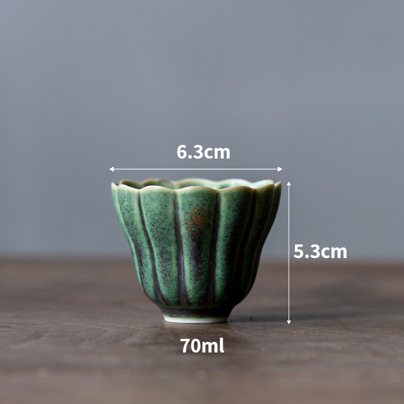 Retro Green Flambé Glaze Tea Cup, 2 Styles Optional