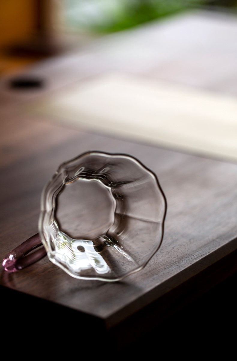 Small Glass Mug with Colored Handle