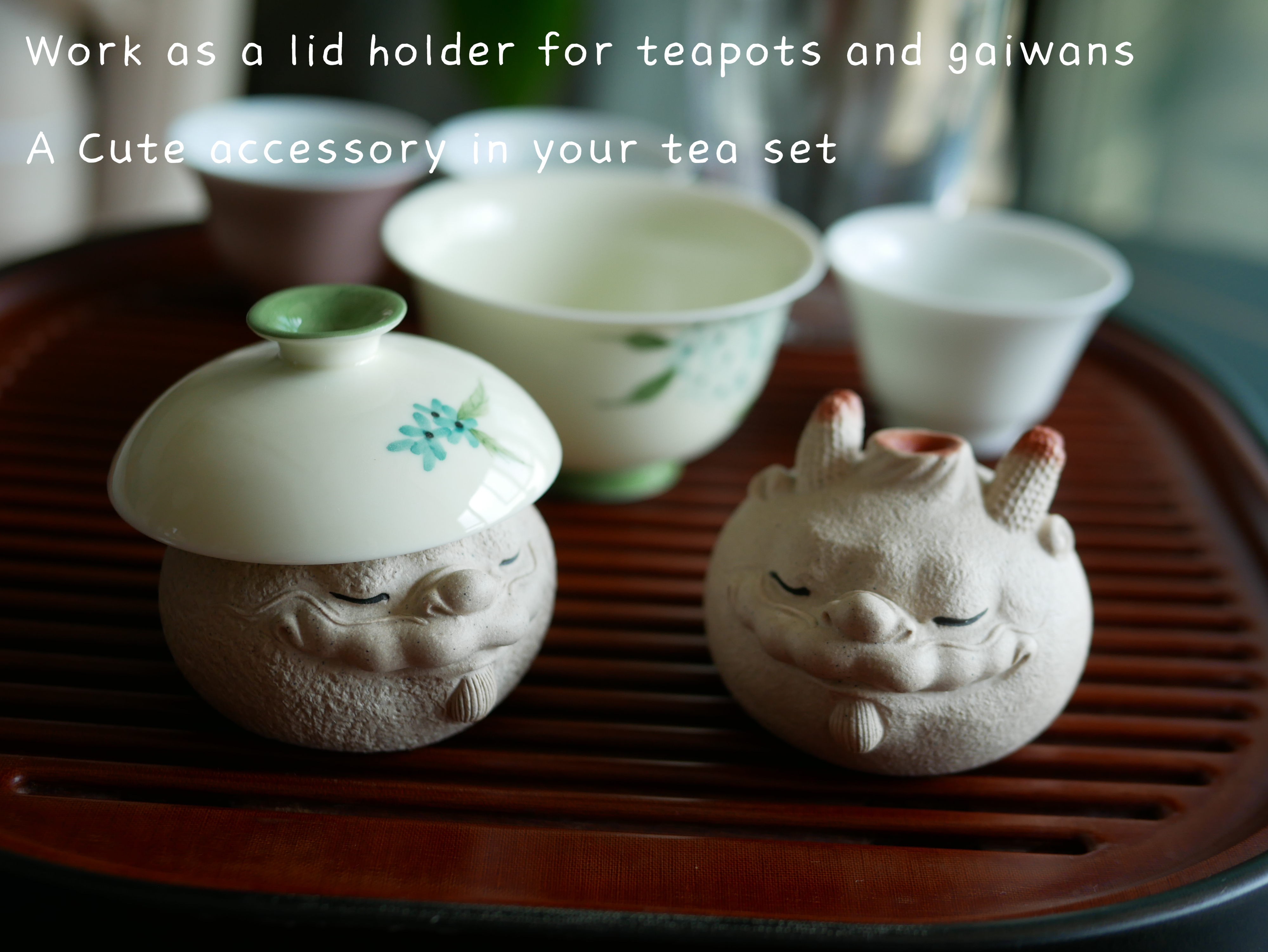 Peaceful Dragon Figurine, Handmade Ceramic Tea Pet/Lid Holder, Made of Yixing Zisha Clay
