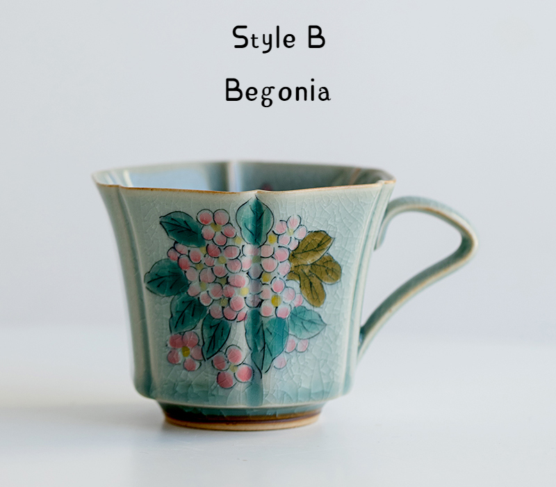 Flower Pattern Mug 180ml, Ice Crackle Porcelain Tea Cup Cappuccino Mug