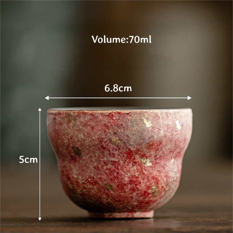Japanese Style Red Stoneware Tea Cup 70ml