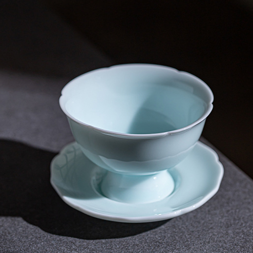 Shadow Blue Porcelain Tea Cup with Saucer 75ml