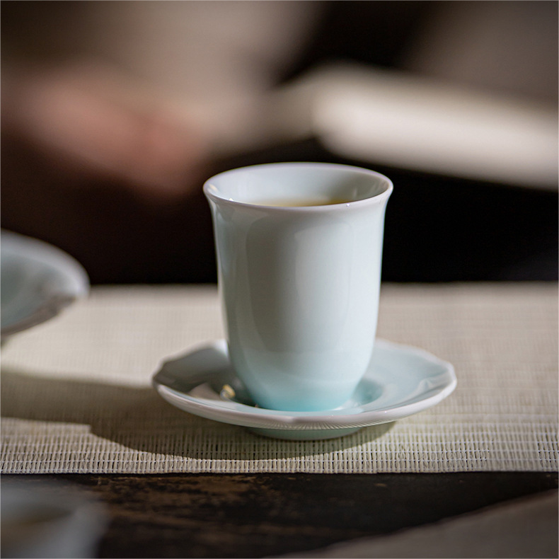 Shadow Blue Porcelain Tea Cup with Saucer 75ml