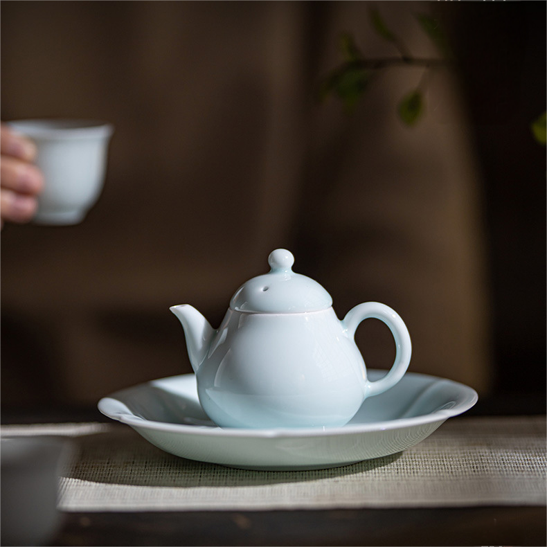 Shadow Blue Porcelain Saucer For Teapots