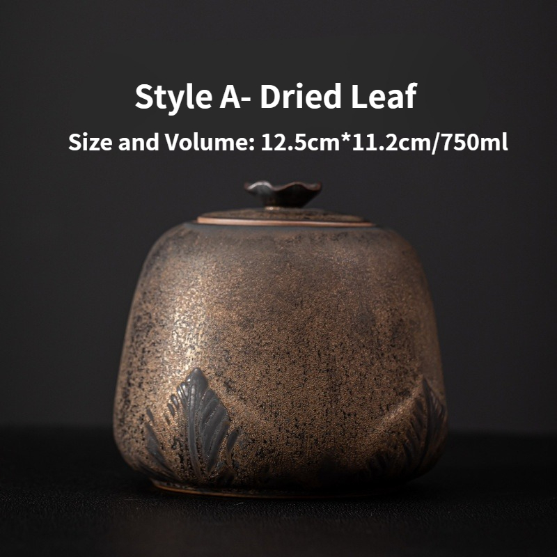 Stoneware Tea Canister Sets, Japanese Style Rust-Glazed