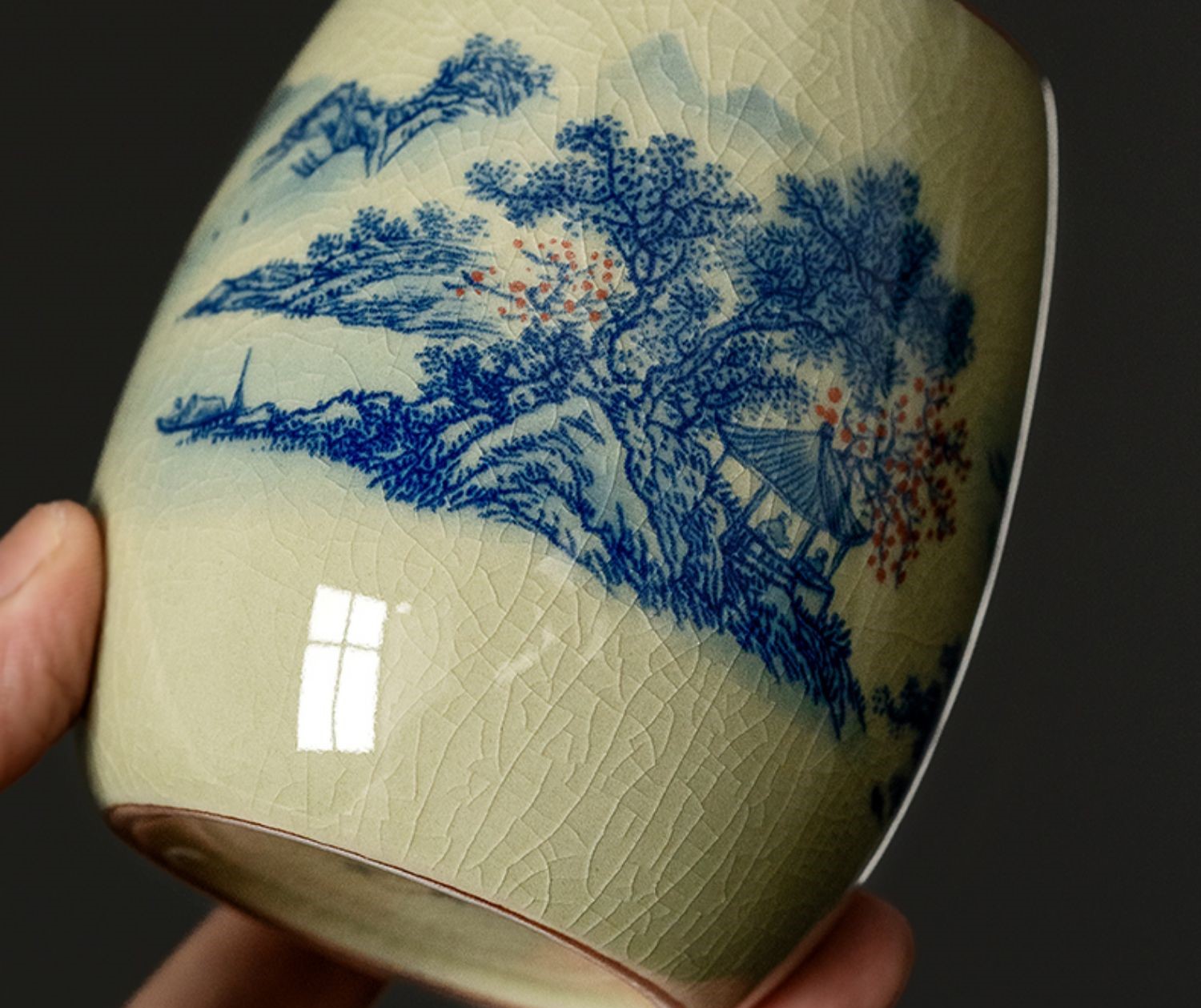 	 Tea Ceremony Tool Kit, Kung Fu Tea Accessories Set with Landscape Ceramic Container