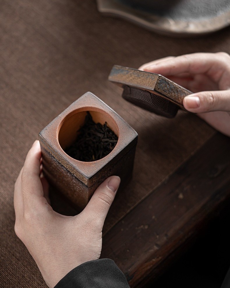 Wabi-Sabi Style Stoneware Tea Caddy