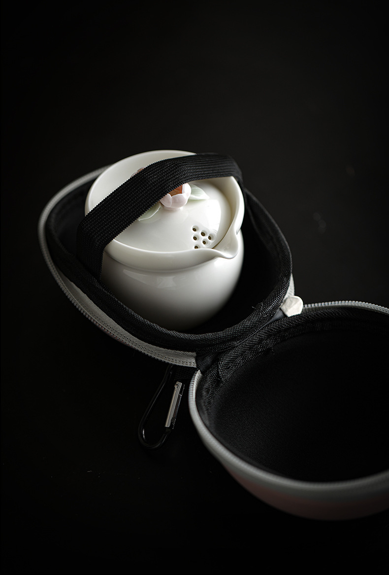 Pink Flower Travel Tea Set with Case, 1 Teapot+2 Cups 140ml