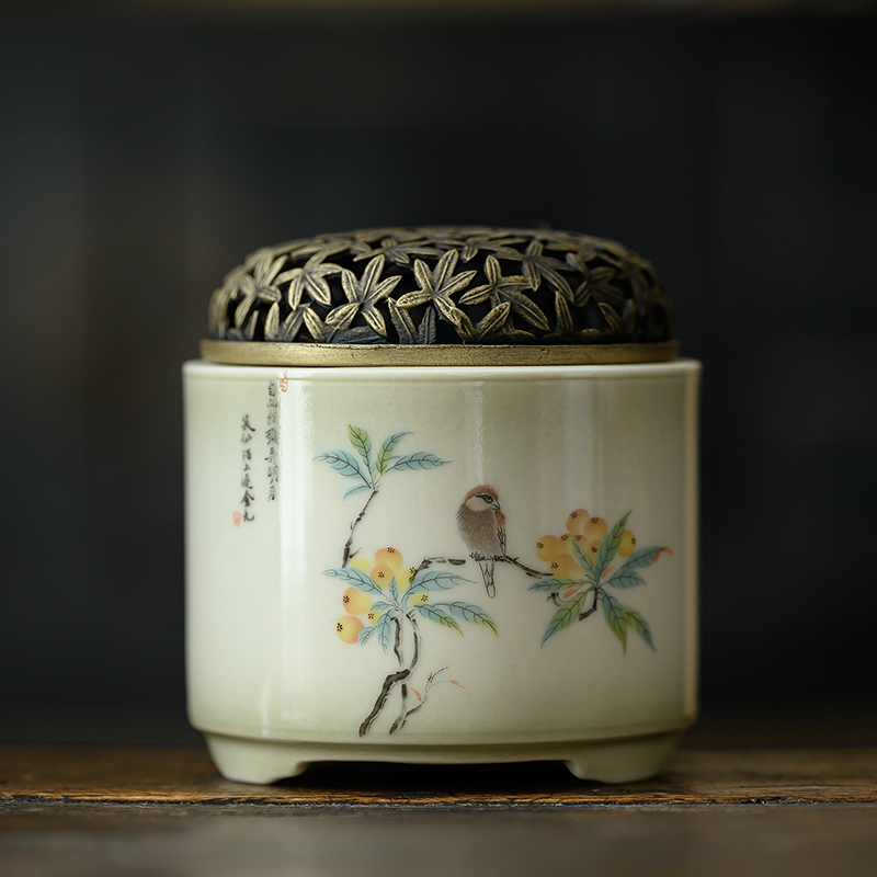 Ceramic Incense Burner with Brass Cover 6 Patterns Available