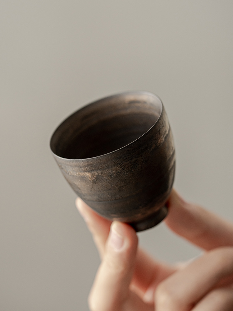 Minimalist Iron Rust Glaze Tea Set , 1 Teapot+2 Cups with Travel Case