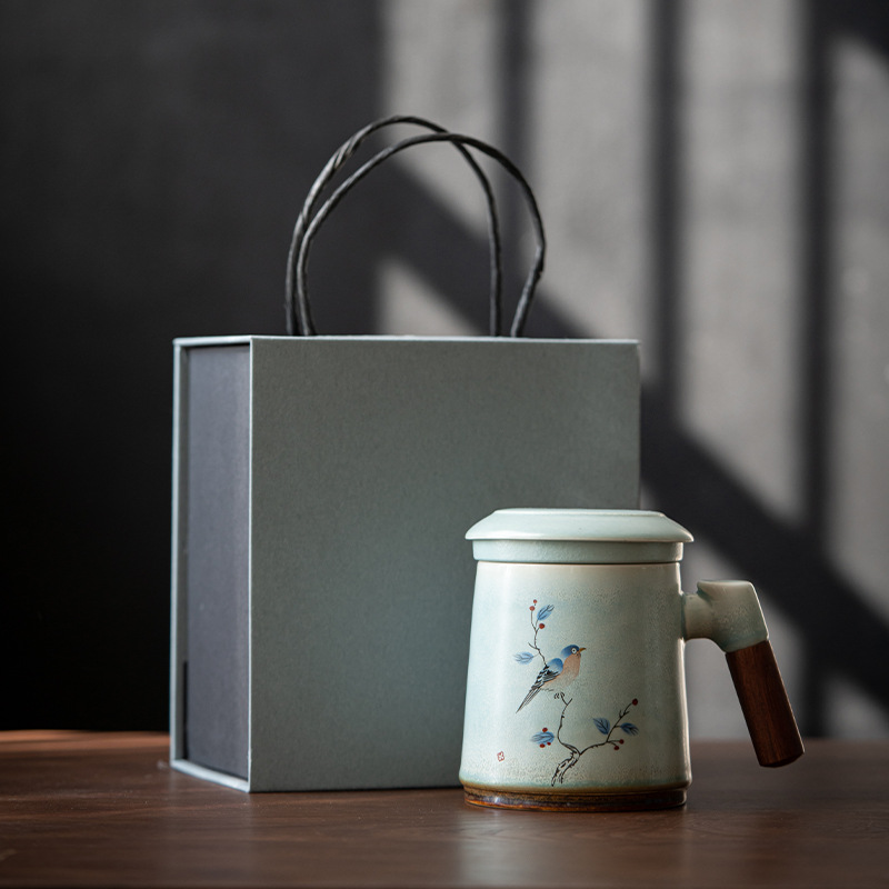 Tea Mug with Lid and Infuser 380ml, 5 Patterns Optional