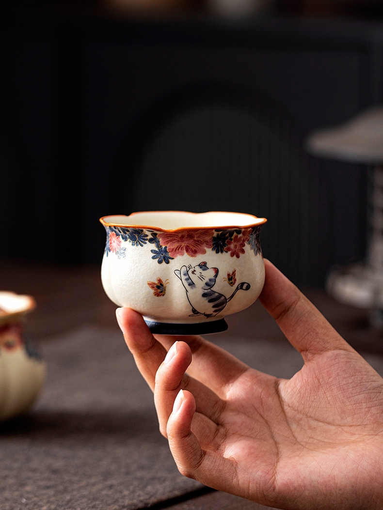 White Cat Tea Cups 5 Styles Optional