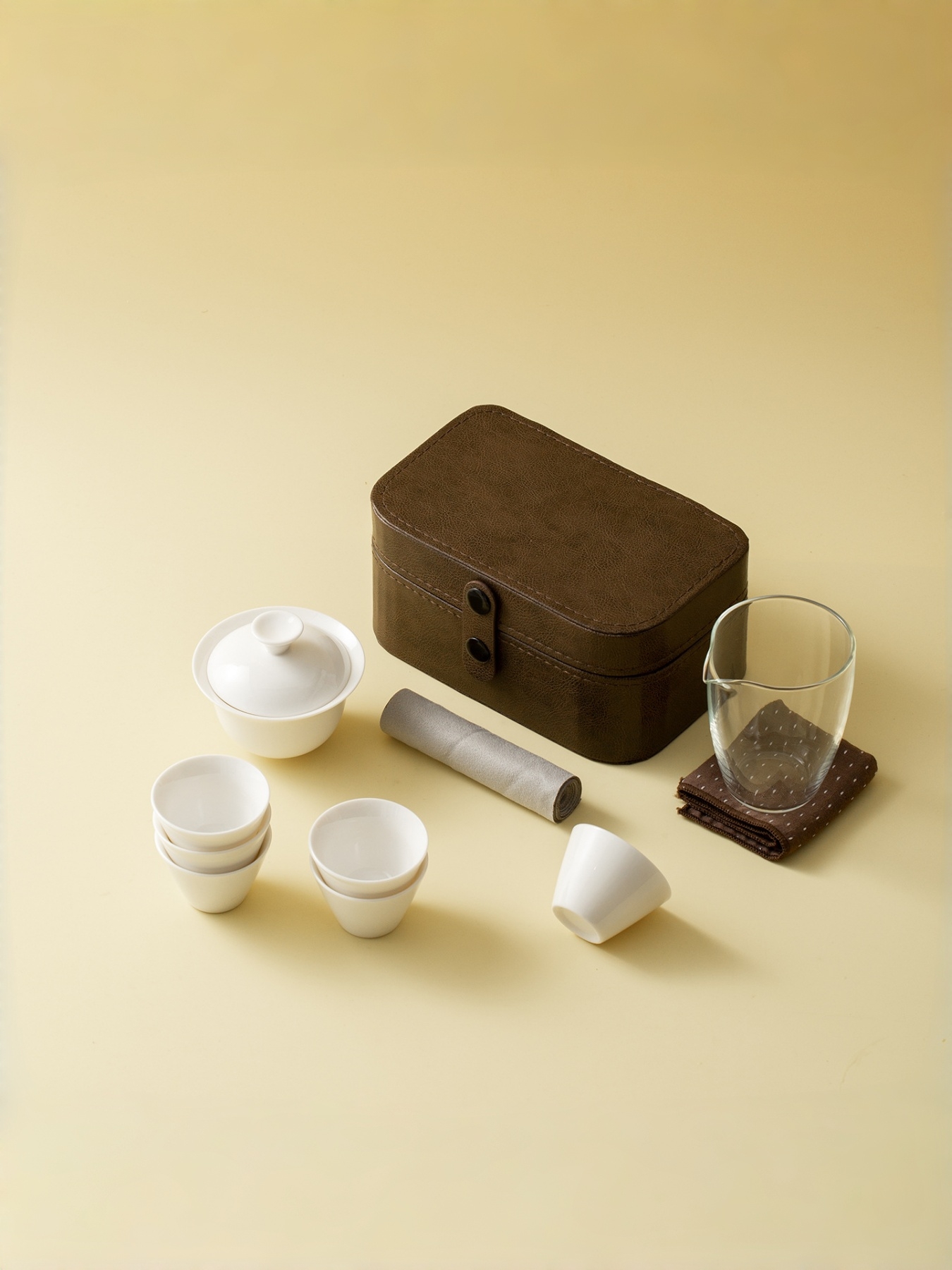 Compact White Porcelain Travel Tea Set