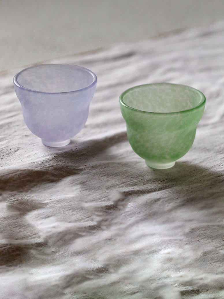 Green Frosted Glass Cup 75ml