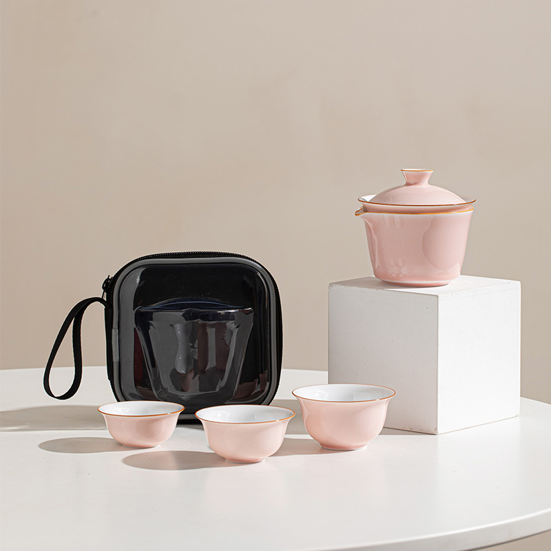 Minimalist Travel Tea Set, 4 Colors Available, Gaiwan*1+Pitcher*1+Cups*3