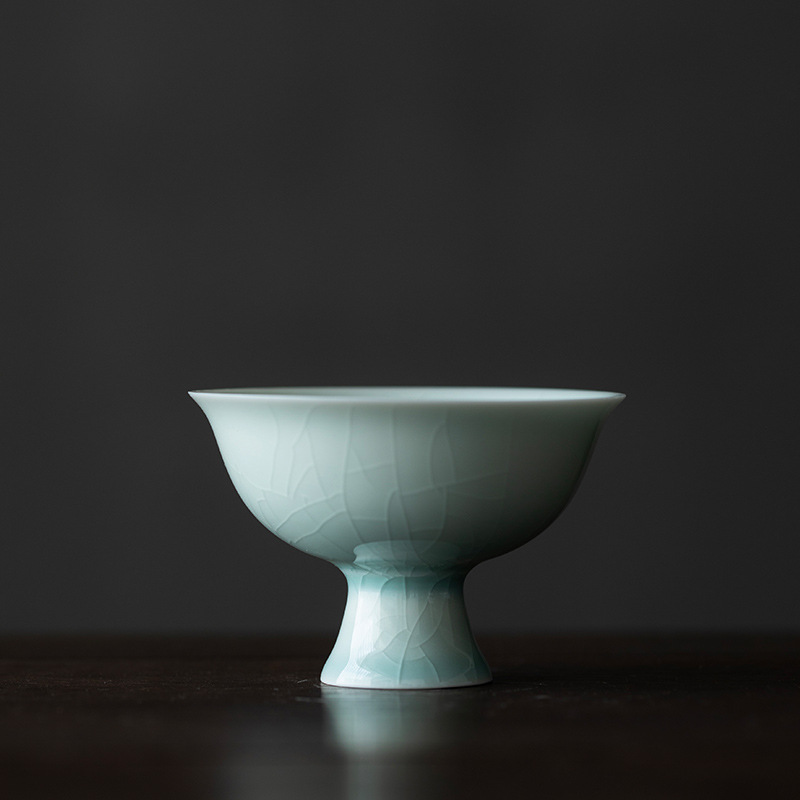Minimal Style Tea Cup 60ml, Lake Cyan/Lime White Chinese Porcelain