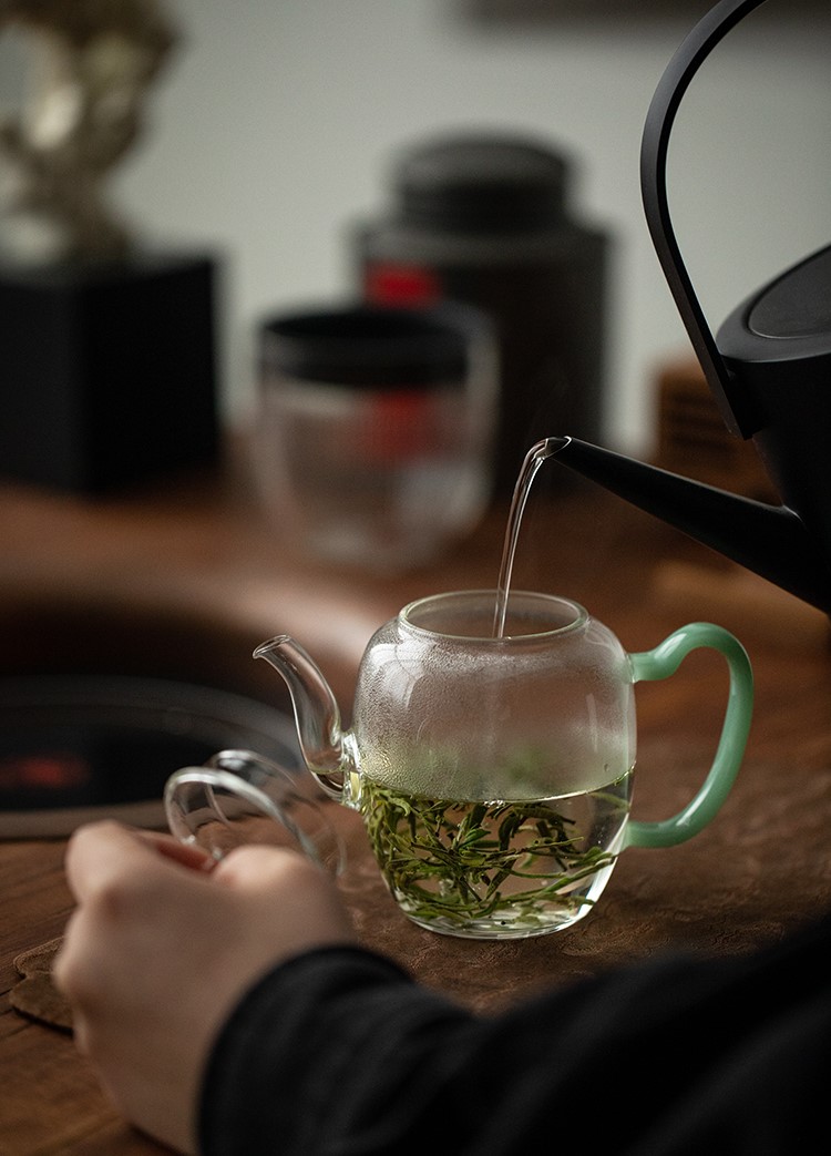  Glass Teapot with Jade Green Handle 240ml