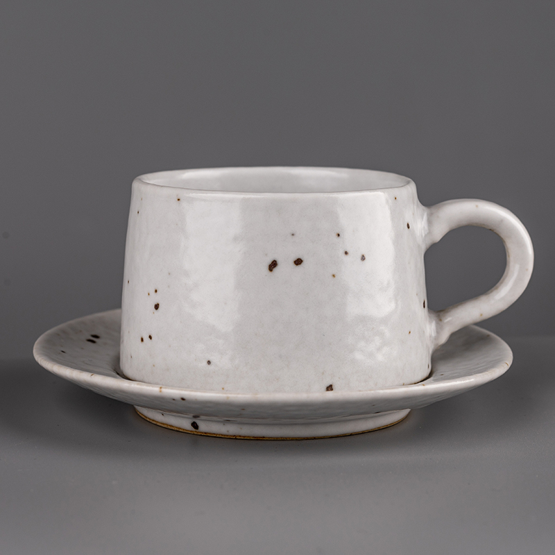 Green Stoneware Mug Set with Saucer, Japanese Vintage Style Expresso Cup 60ml