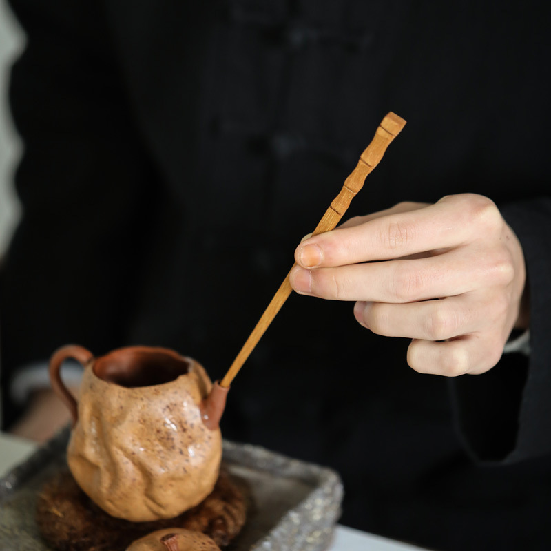 Tea Ceremony Accessories Set, Natural Bamboo Toolkit (Spoon, Scoop, Tongs, Pick, Tea Brush, Vase)