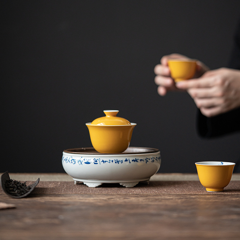 Yellow Gaiwan with Bamboo Deco 150ml