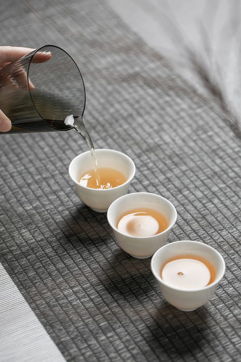 Simple Pure White Tea Cup*4pcs, ChineseGongfu Tea Cups Set 50ml