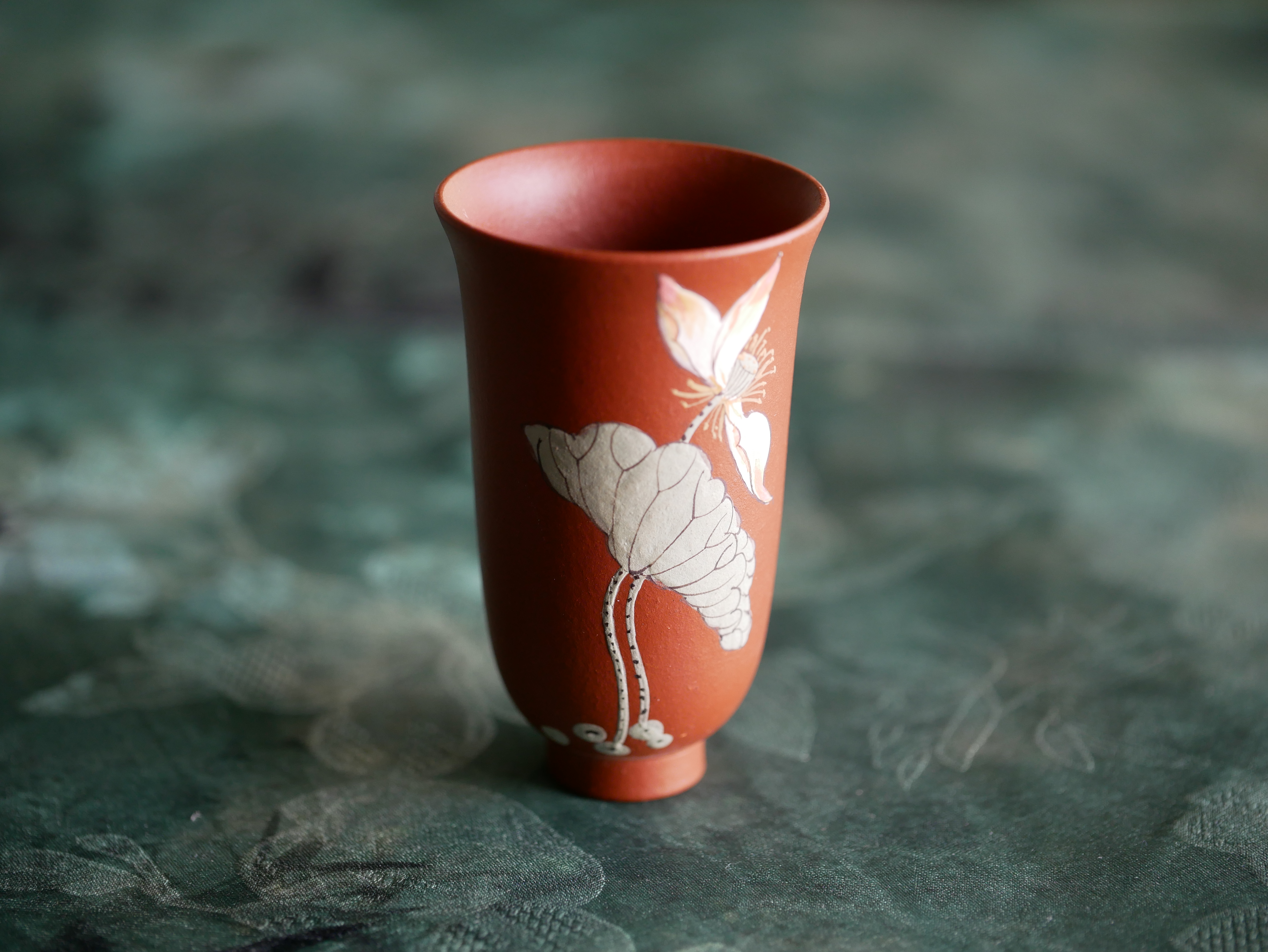 Handpaint Flower Purple Clay Tea Cup