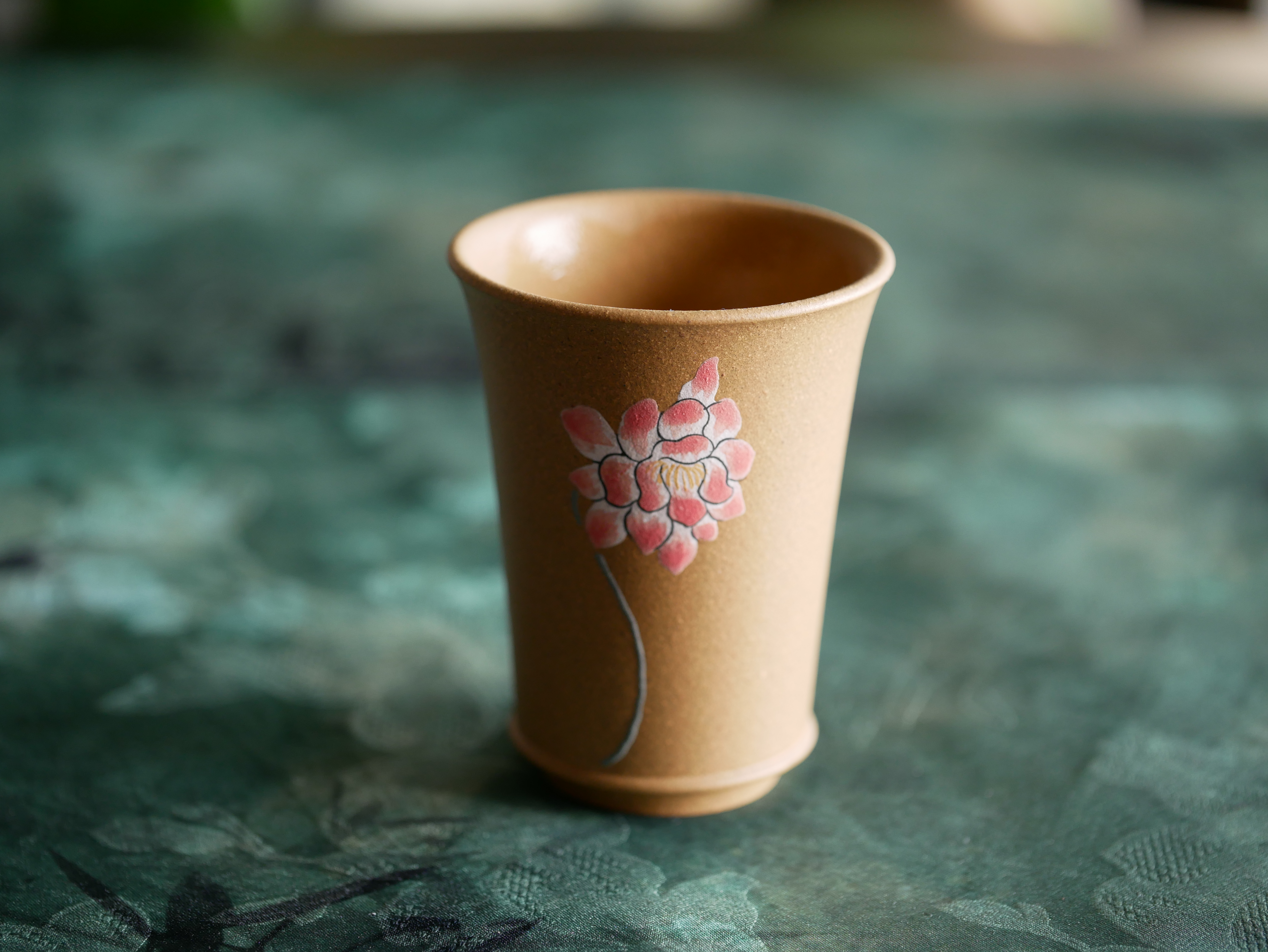 Handpaint Flower Purple Clay Tea Cup