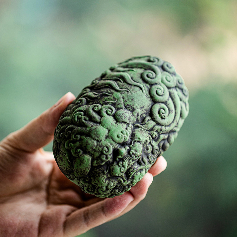 Green Bas-Relief Clouds Tea Scoop