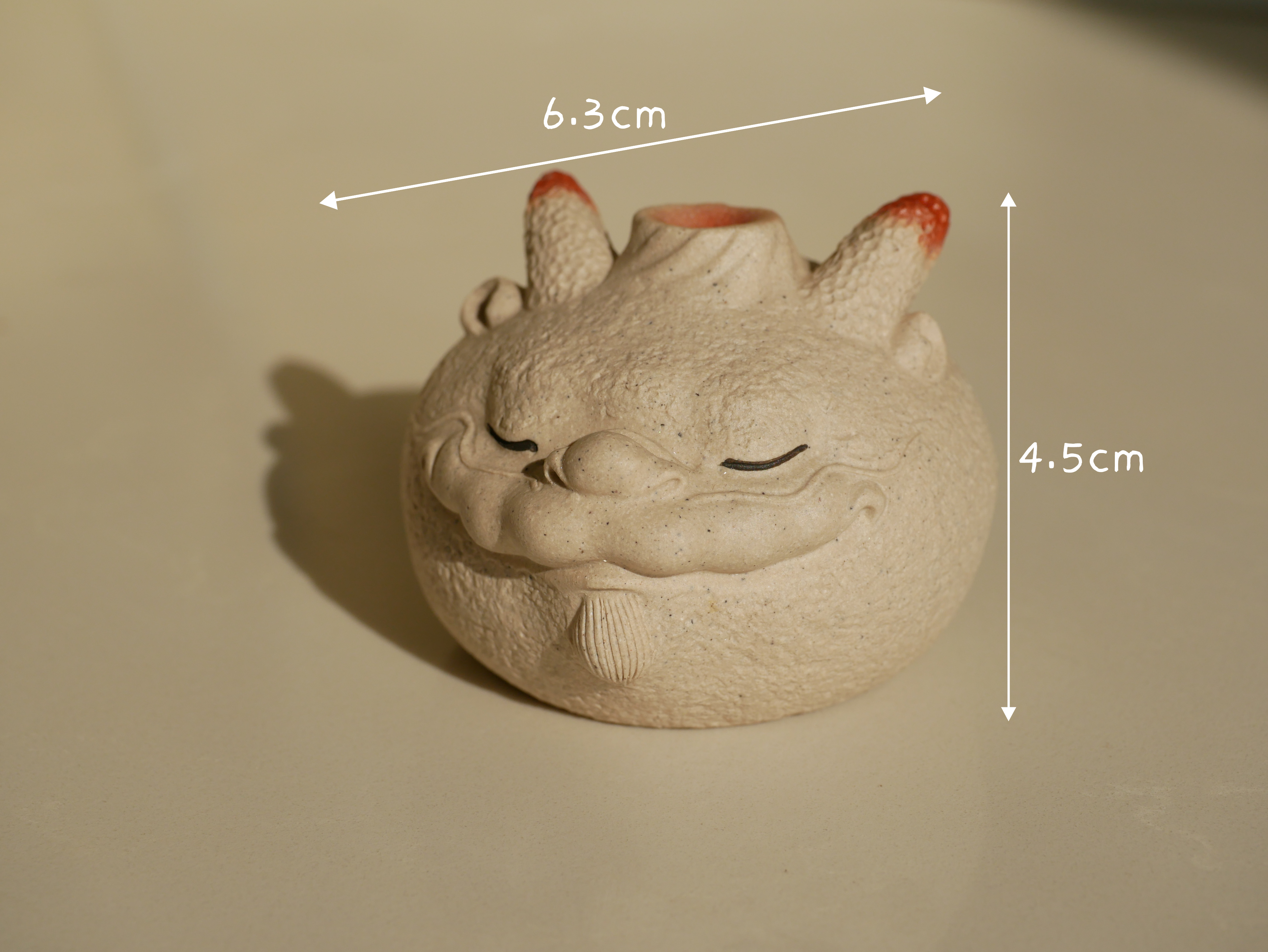 Peaceful Dragon Figurine, Handmade Ceramic Tea Pet/Lid Holder, Made of Yixing Zisha Clay