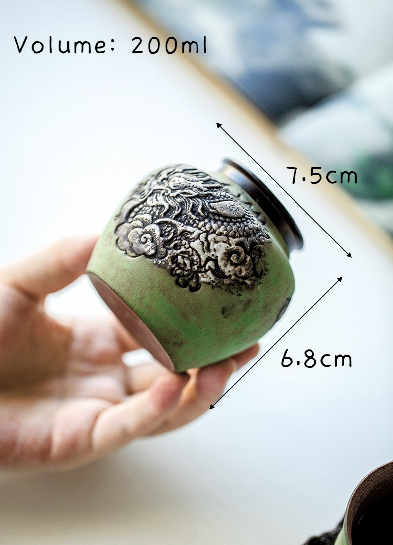 Green Bas-Relief Dragon Tea Caddy