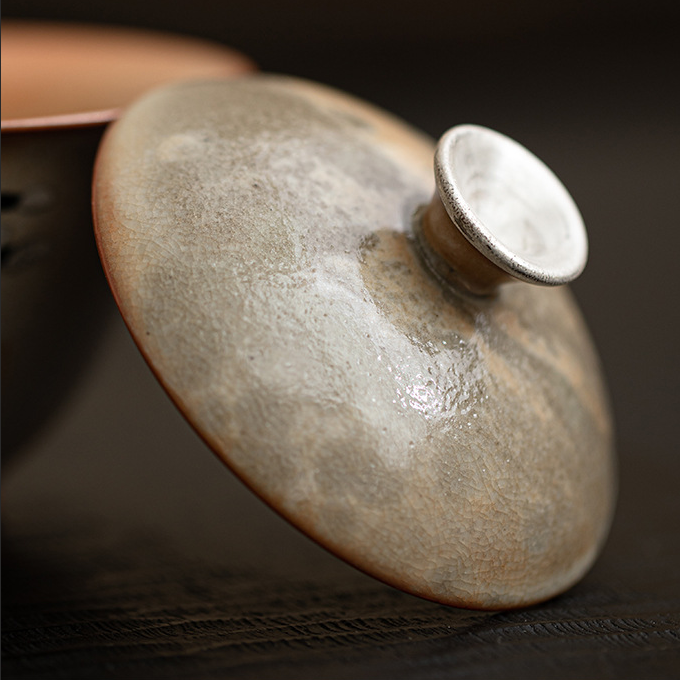 Japanese Shino Ware Style Black Cat Gaiwan 130ml