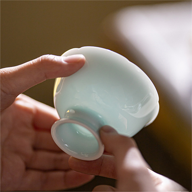 Shadow Blue Porcelain Tea Cup with Saucer 75ml