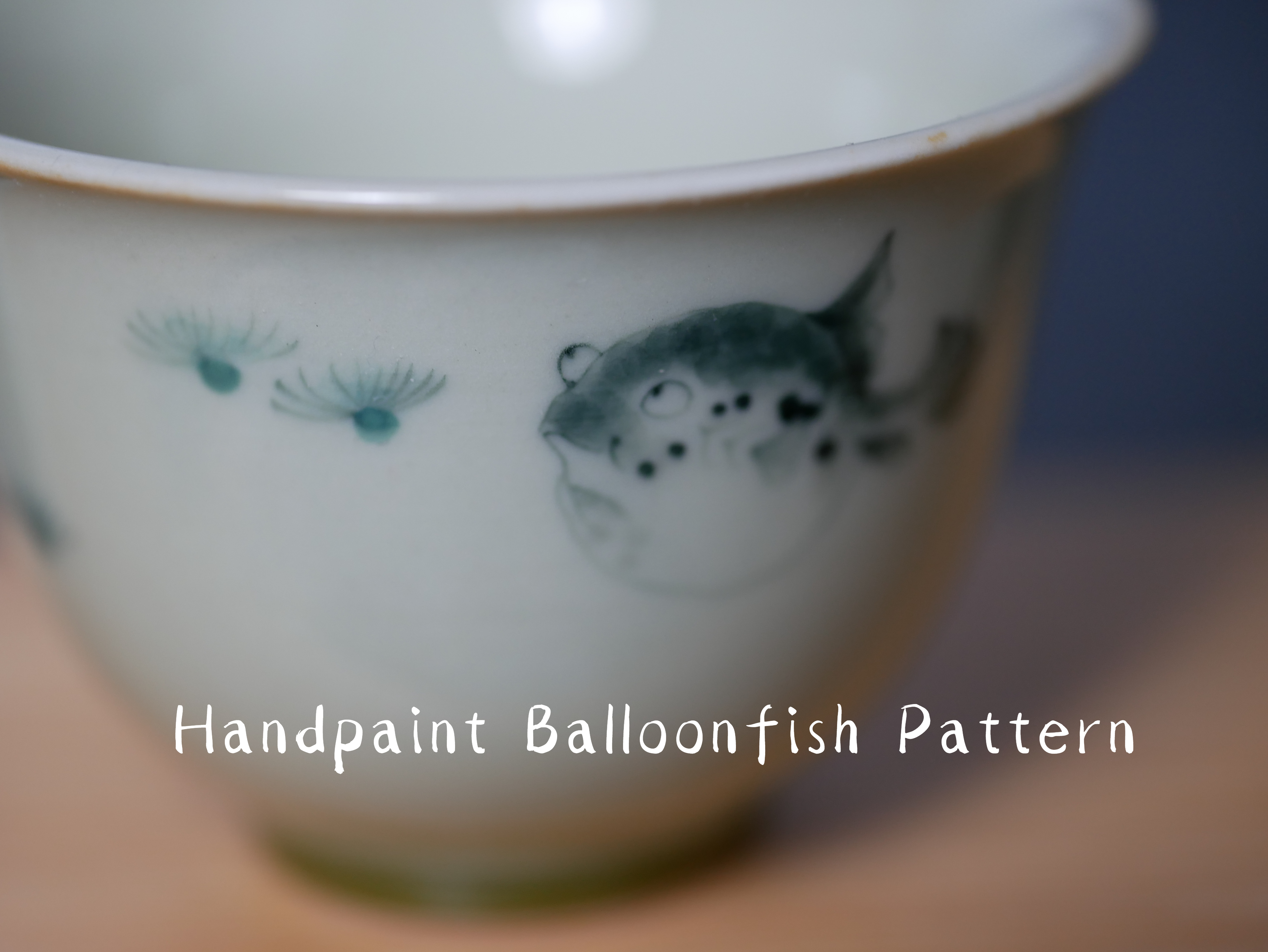 Funny Balloonfish Tea Cup, Porcelain Kungfu Tea Set 60ml
