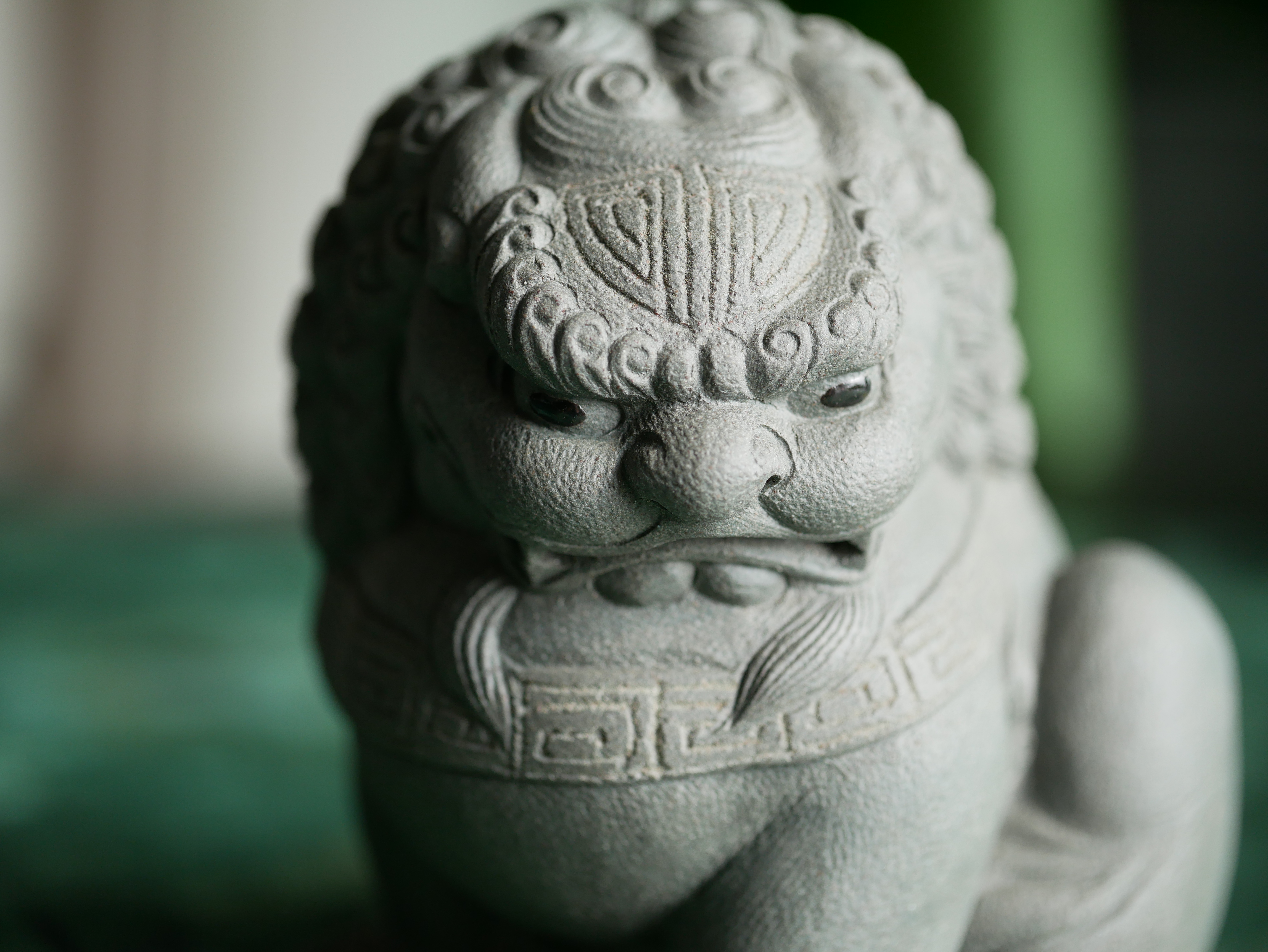 Guardian Lion Figurine, Handmade Ceramic Sculpture, Made of Yixing Zisha Clay