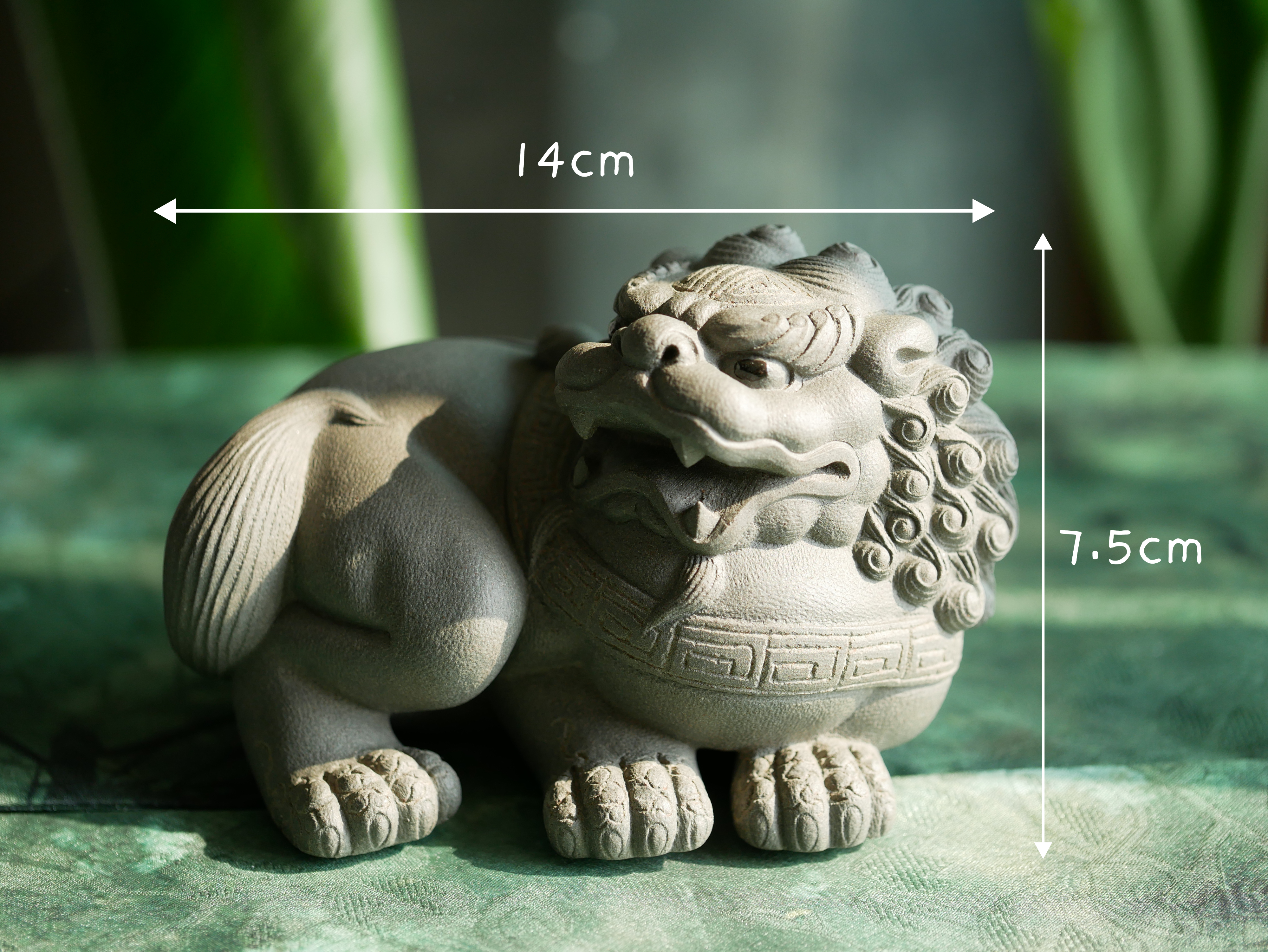 Guardian Lion Figurine, Handmade Ceramic Sculpture, Made of Yixing Zisha Clay