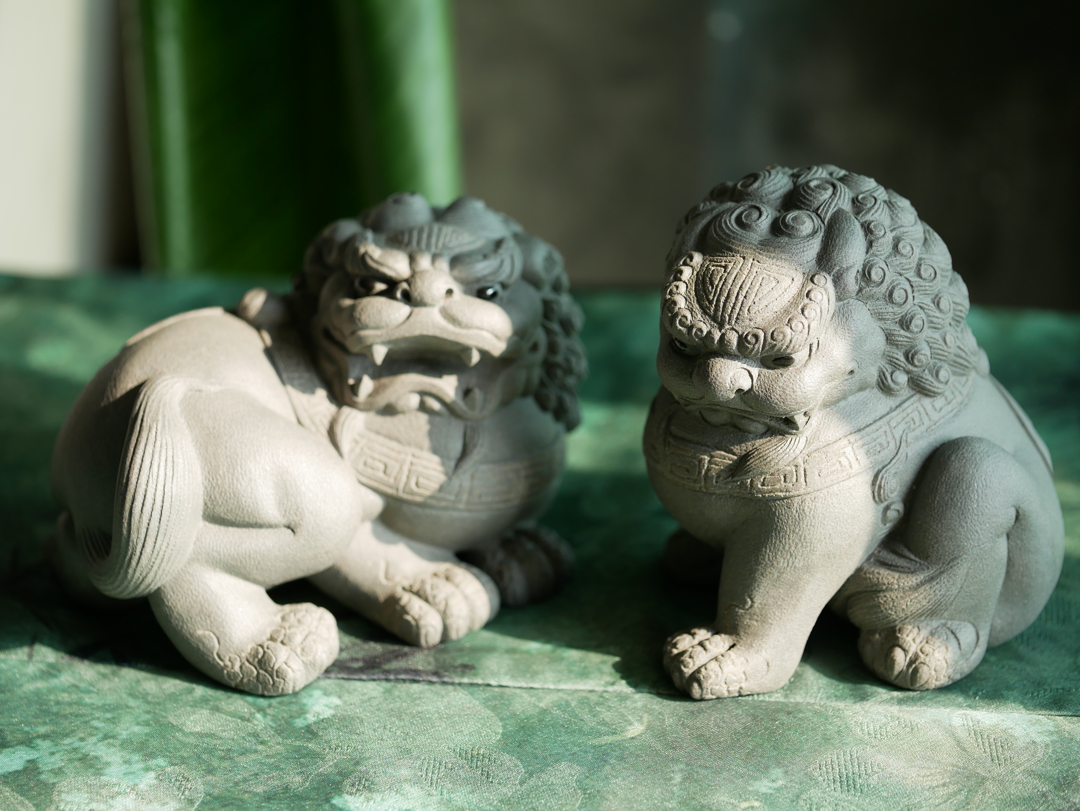 Guardian Lion Figurine, Handmade Ceramic Sculpture, Made of Yixing Zisha Clay