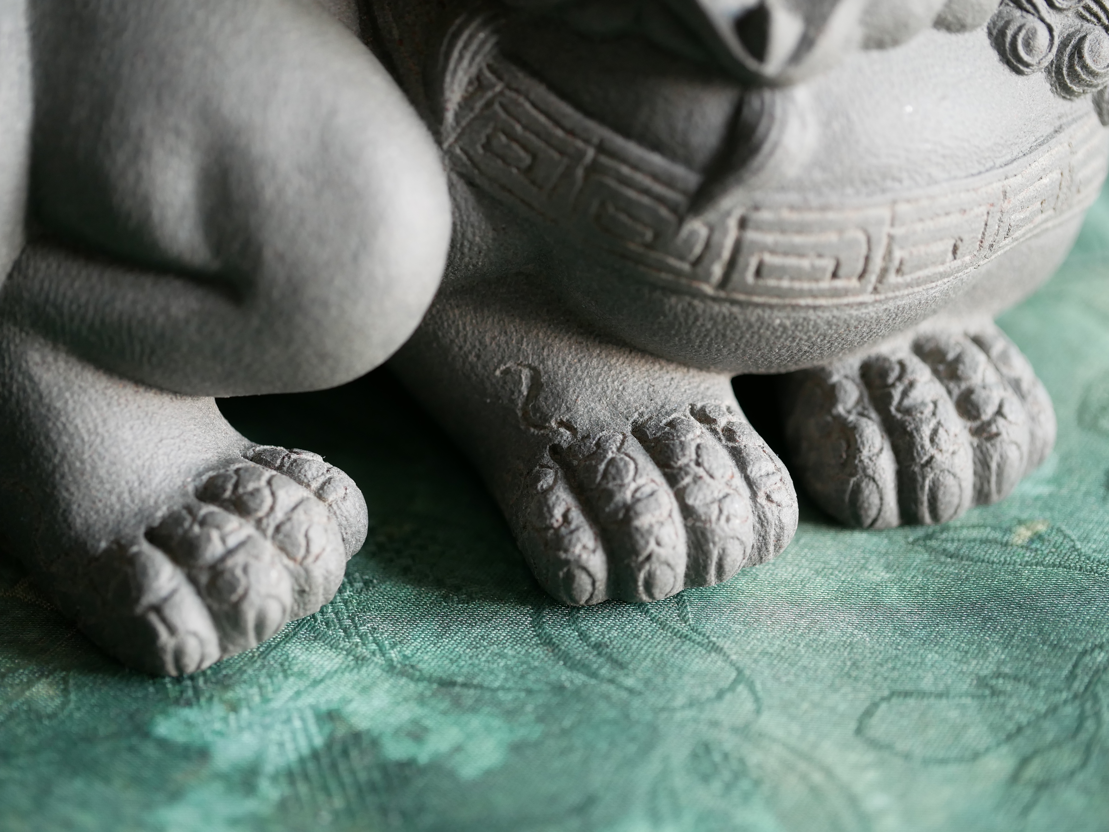 Guardian Lion Figurine, Handmade Ceramic Sculpture, Made of Yixing Zisha Clay