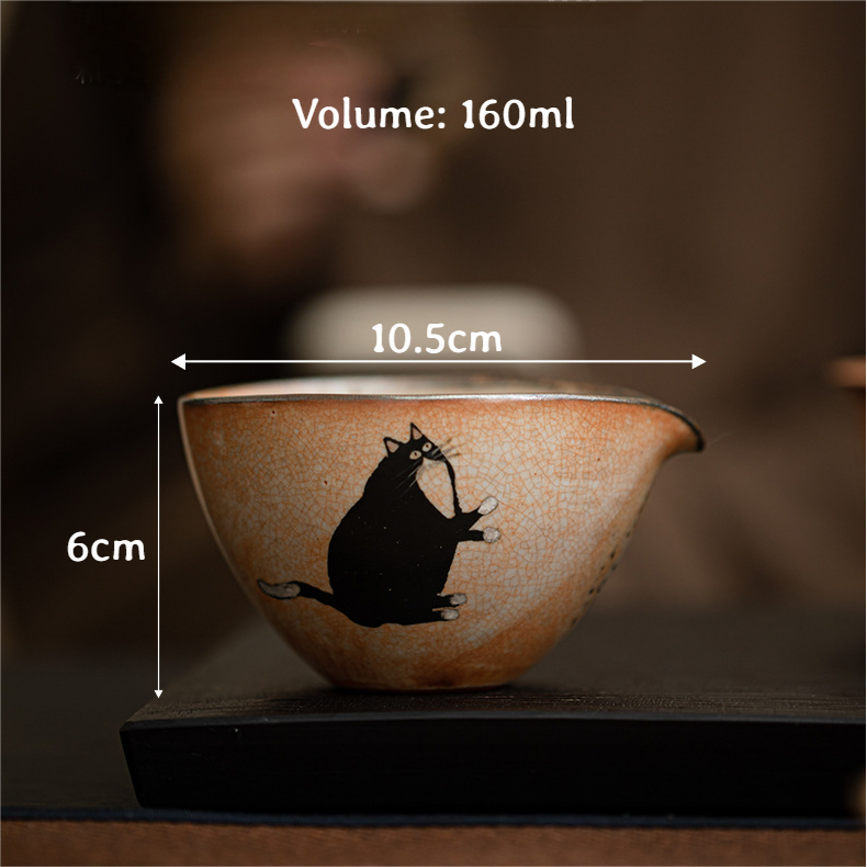 Japanese Shino Ware Style Black Cat Pitcher 160ml