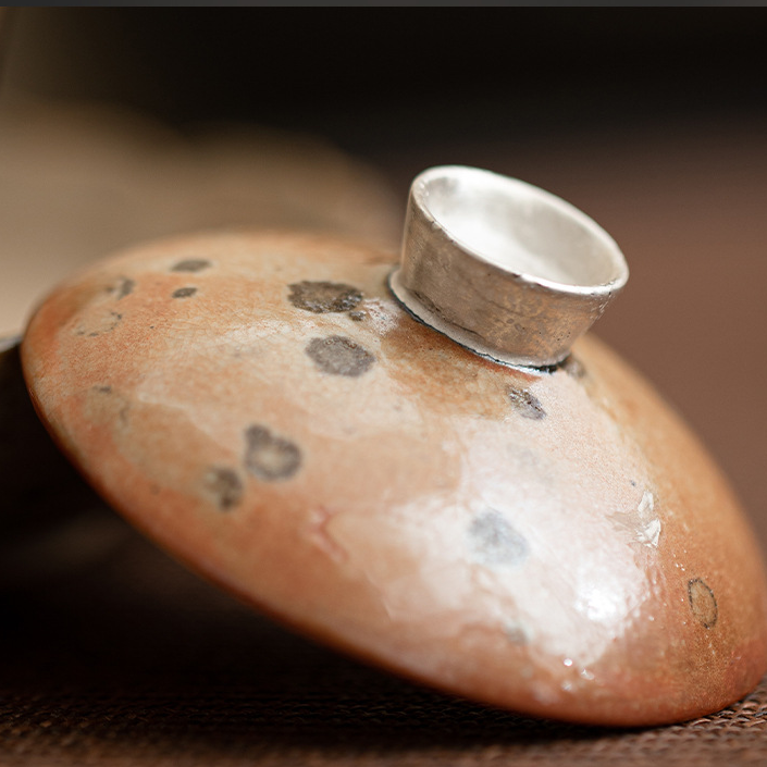 Japanese Shino Ware Style Black Cat Gaiwan 100ml