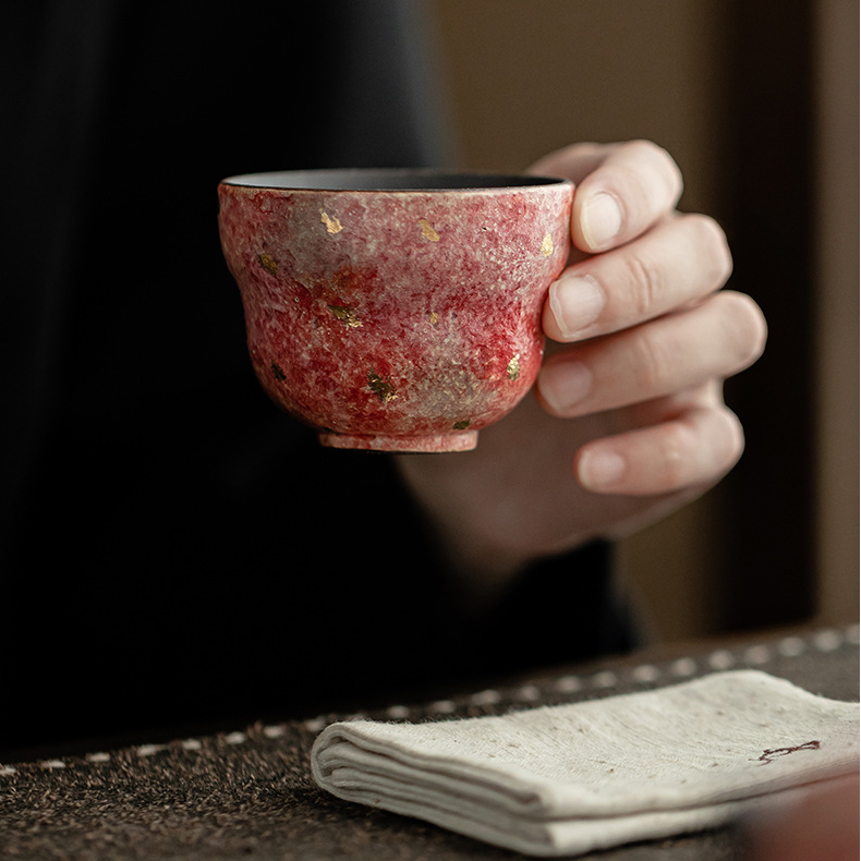 Japanese Style Red Stoneware Tea Cup 70ml