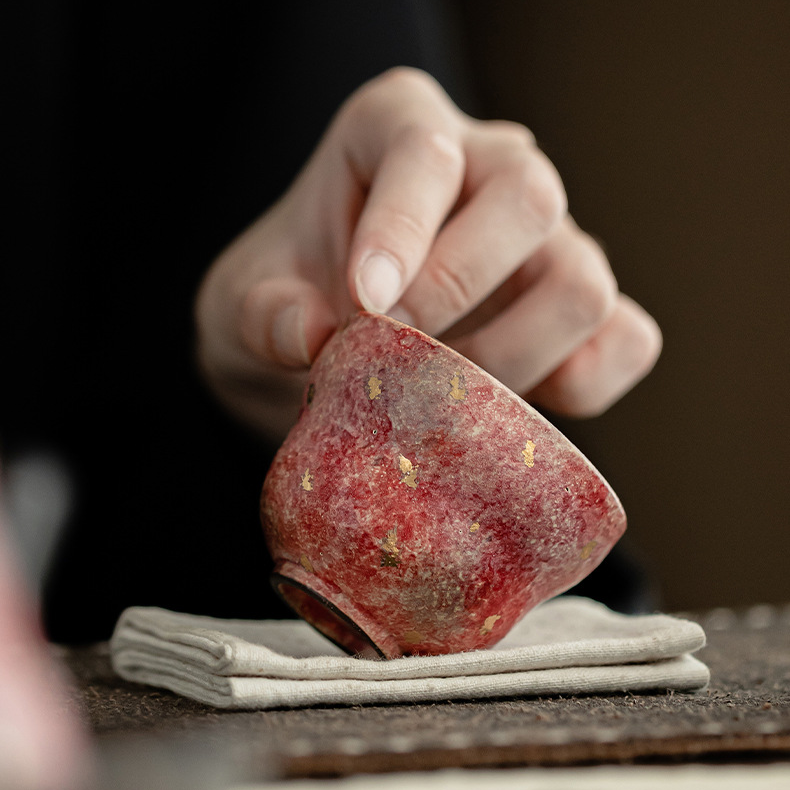 Japanese Style Red Stoneware Tea Cup 70ml