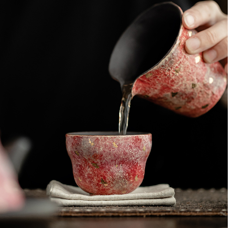 Japanese Style Red Stoneware Tea Cup 70ml