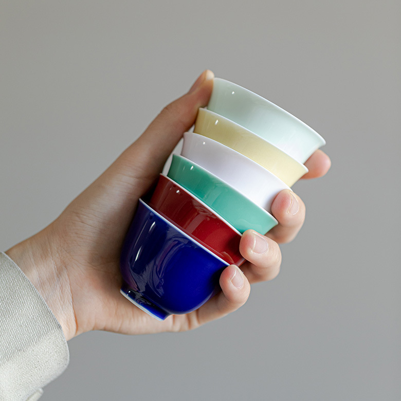 Monochrome Porcelain Tea Cup 60ml, 6 Colors Optional