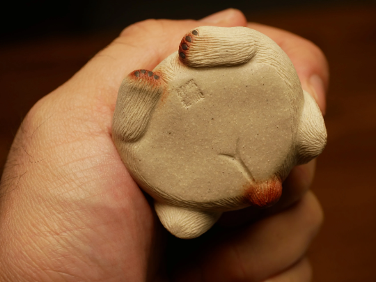 Moon Rabbit Figurine, Handmade Ceramic Tea Pet, Made of Yixing Zisha Clay