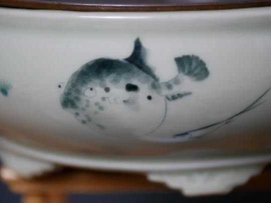 Ceramic Tea Tray Balloonfish Pattern, Kung Fu Tea Pot Holder Trivet