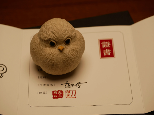 Little Owl Cub Figurine, Handmade Ceramic Tea Pet, ,Made of Yixing Zisha Clay